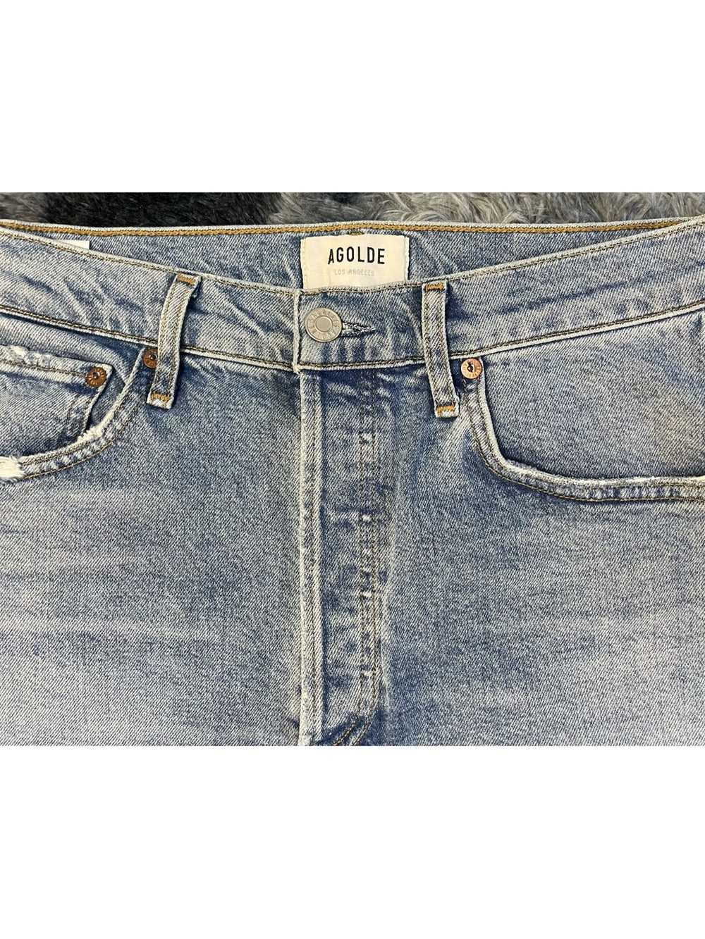 Agolde Riley High Rise Straight Light Washed Denim Jeans - Picture 2 of 3